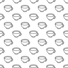 Simple black and white seamless pattern / wrapping paper with cups of coffee or tea