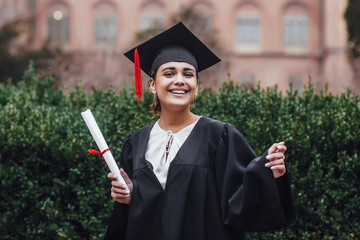 Congratulations! Graduate education success ,concept education ! Enjoying! Woman with diploma!