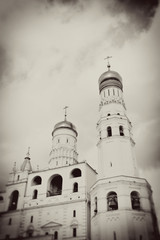 Obraz premium Moscow Kremlin architecture. Vintage style sepia photo.