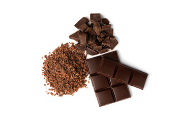 Chocolate bar isolated on white background. 