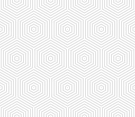 Geometric seamless pattern with hexagons in light grey