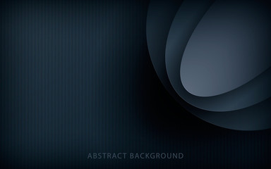 Dark abstract background with black overlap layers. Realistic texture with circle layer decoration.