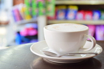 Cup of hot coffee, hot milk, cappuccino, latte, green tea