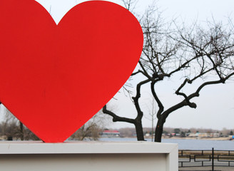 red heart statue,  love statue