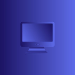 Computer monitor in purple tones on a violet background. Stylish design. Illustration.