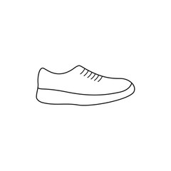 Sneaker icon. Line black shoes on a white isolated background. Illustration.