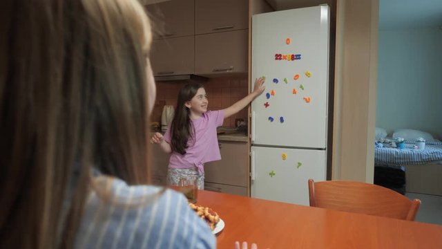 girl makes up an example of numbers