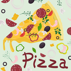 cover background_11_illustration, on the theme of Italian pizza cuisine, for decoration and design