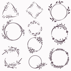 Big collection of vector frames from flourishes for design