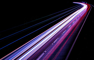lights of cars with night. long exposure