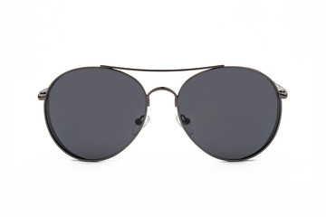 Gray Aviator Sunglasses, front view isolated on white background