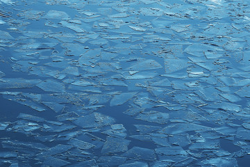 spring ice drift on the river / background texture floating ice, March on the river