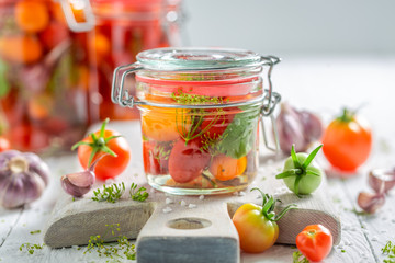 Closeup of natural and healthy canned red tomatoes