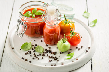 Homemade and tasty passata made of fresh tomatoes