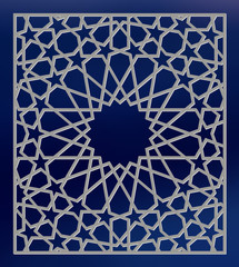Template for laser cutting. Decorative panel with oriental geometric pattern.