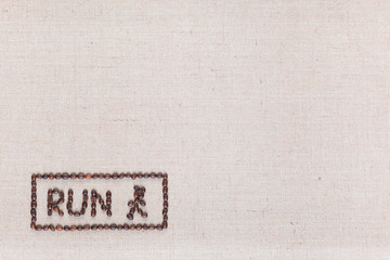 Run sign in rectangle on linea texture aligned bottom-left.