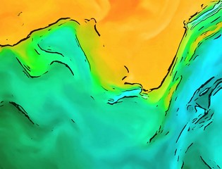 Abstract fluid painting watercolor texture background. Pretty spring colors. Wavy design. Marble effect. Liquid artistic pattern.