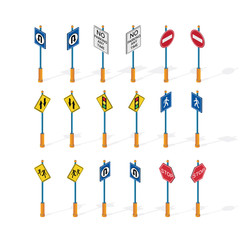 Isometric 3d set of road