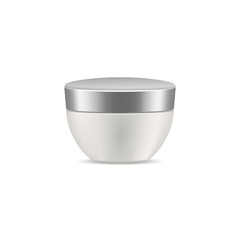 White blank cream jar. Mockup, cosmetic package, vector illustration of realistic container