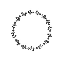 hand drawn minimal wreath frame with abstract roses