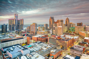 Fototapeta na wymiar Detroit, Michigan, USA downtown skyline from above