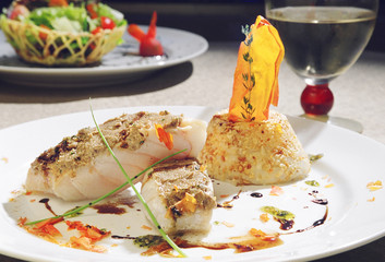 fried fish with vegetables