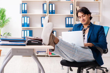 Employee coming to work straight from bed