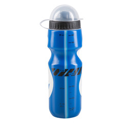 blue plastic bicycle water bottle, for an active lifestyle, on a white background