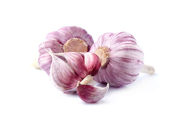 Garlic in closeup on white background