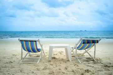 Fototapeta na wymiar Beach chair On a nice day