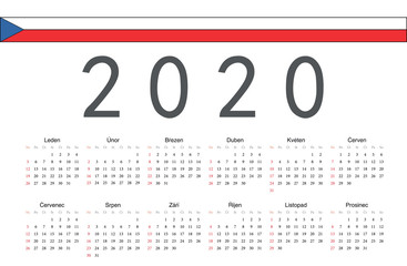Czech 2020 year vector calendar