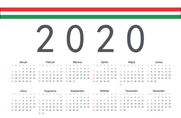 Hungarian 2020 year vector calendar