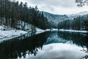 Obraz na płótnie Canvas Winter lake in the Basque Country