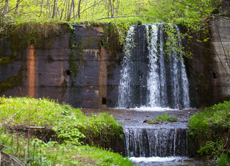 Fresh mountain waterfall background