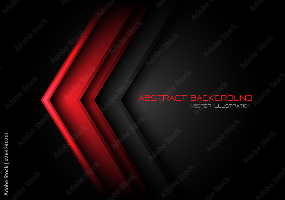 Aufkleber abstract red arrow direction on dark grey circle mesh with text design modern futuristic background 