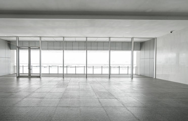 Entrance hall and empty floor tile, interior space