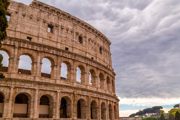 Fototapeta na wymiar Exterior view of the ancient Roman Colloseum in Rome