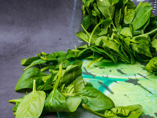 fresh spinach leaves, organic food close up