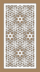 Obraz premium Laser cutting. Arabesque vector panel. Template for interior partition in arabic style. Ratio 1:2