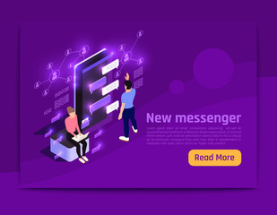 People And Interfaces Glow Isometric Banner
