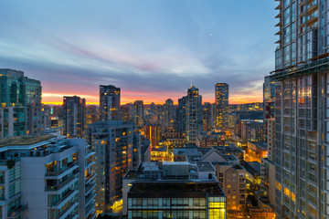 Sunrise over Vancouver BC Residential Cityscape at Dawn