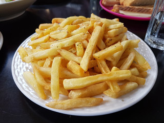 fried potatoes in a plate food background