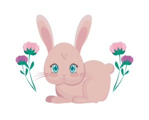 cute rabbit with flowers decorated
