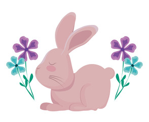 cute rabbit with flowers decorated