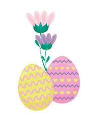 decorated eggs of easter with flowers
