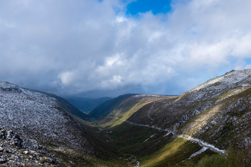 Amazing Snow Landscape, Vale Glaciar do Zezere (Glacier Valley of Zezere) on Snow Day on Serra da...