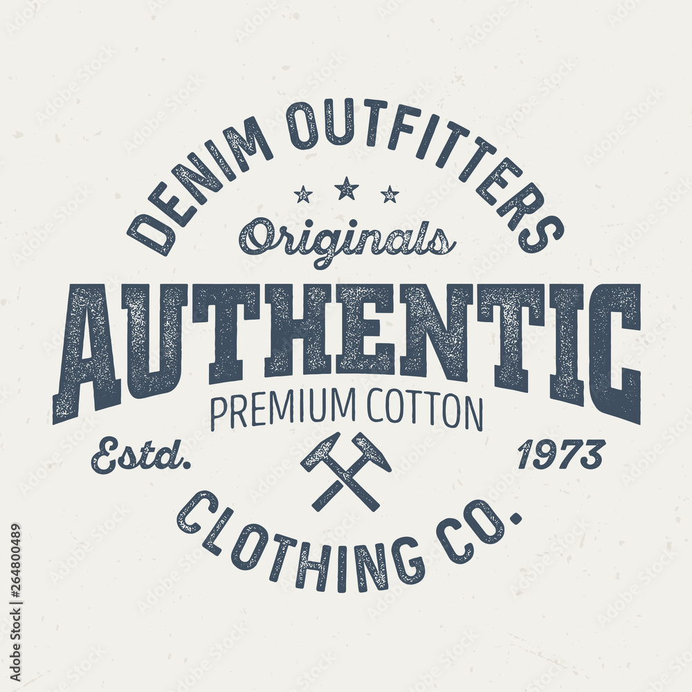 Wall mural authentic denim autfitters - aged tee design for printing