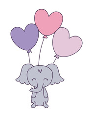 cute elephant with balloons helium