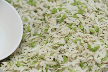 shredded rice grain with coconut, Thai dessert