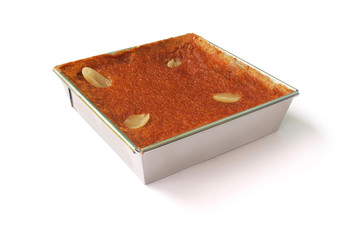 Mung Bean Thai Custard Dessert Recipe ,Khanom Maw Kaeng on white background.(with Clipping Path).
